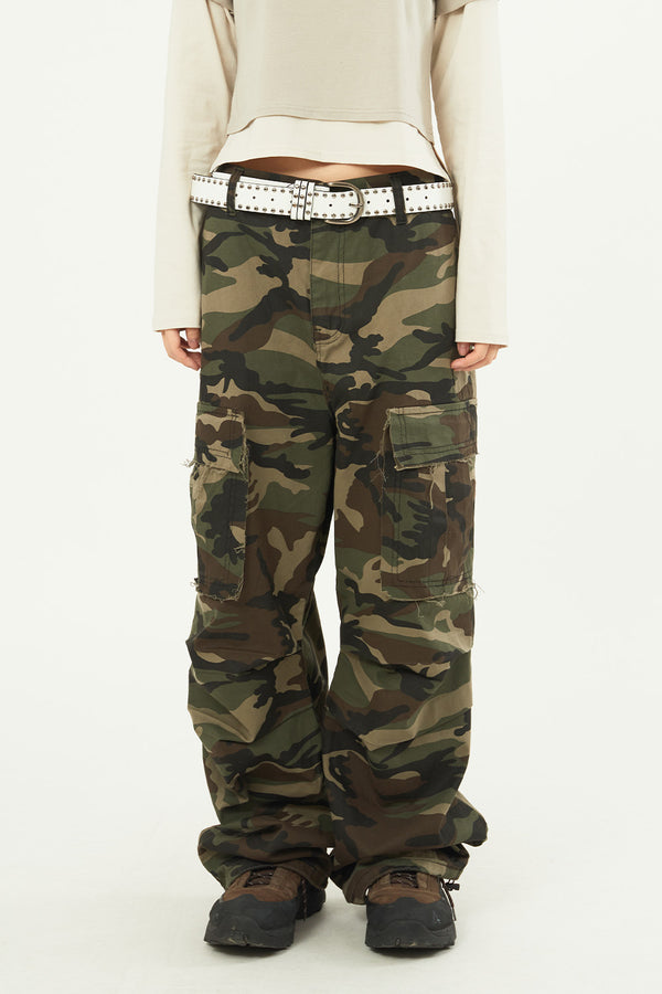 Military cutting cargo half banding pants