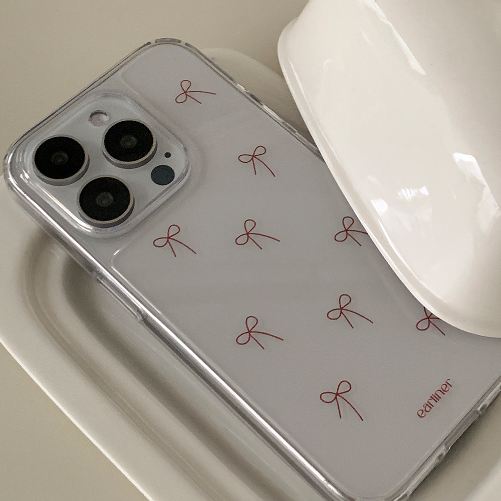 [made] red ribbon pattern jelly hard case