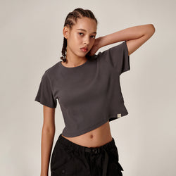 Samar Crop T-Shirt Charcoal