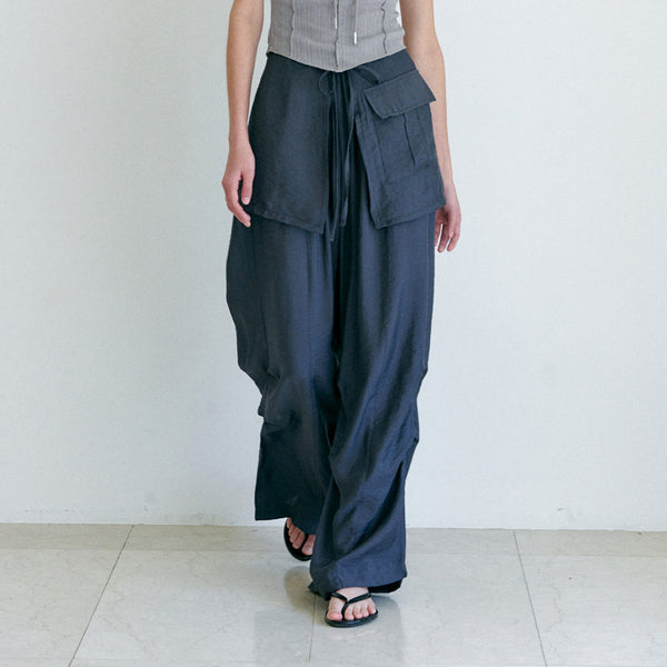 LAYERED SKIRT PANTS / CHARCOAL