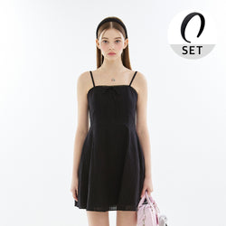 [SET] Lace Slip Mini Dress + Hairband _ Black