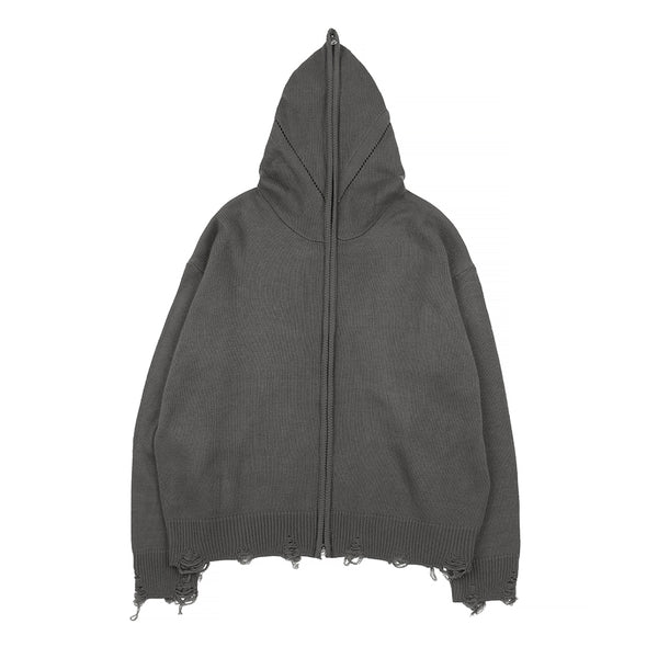 Full Zip Damage Knit HD Zip Up [3color] 