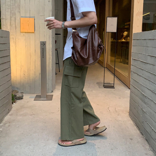 LMN Cool linen cargo banding wide pants (5 colors)