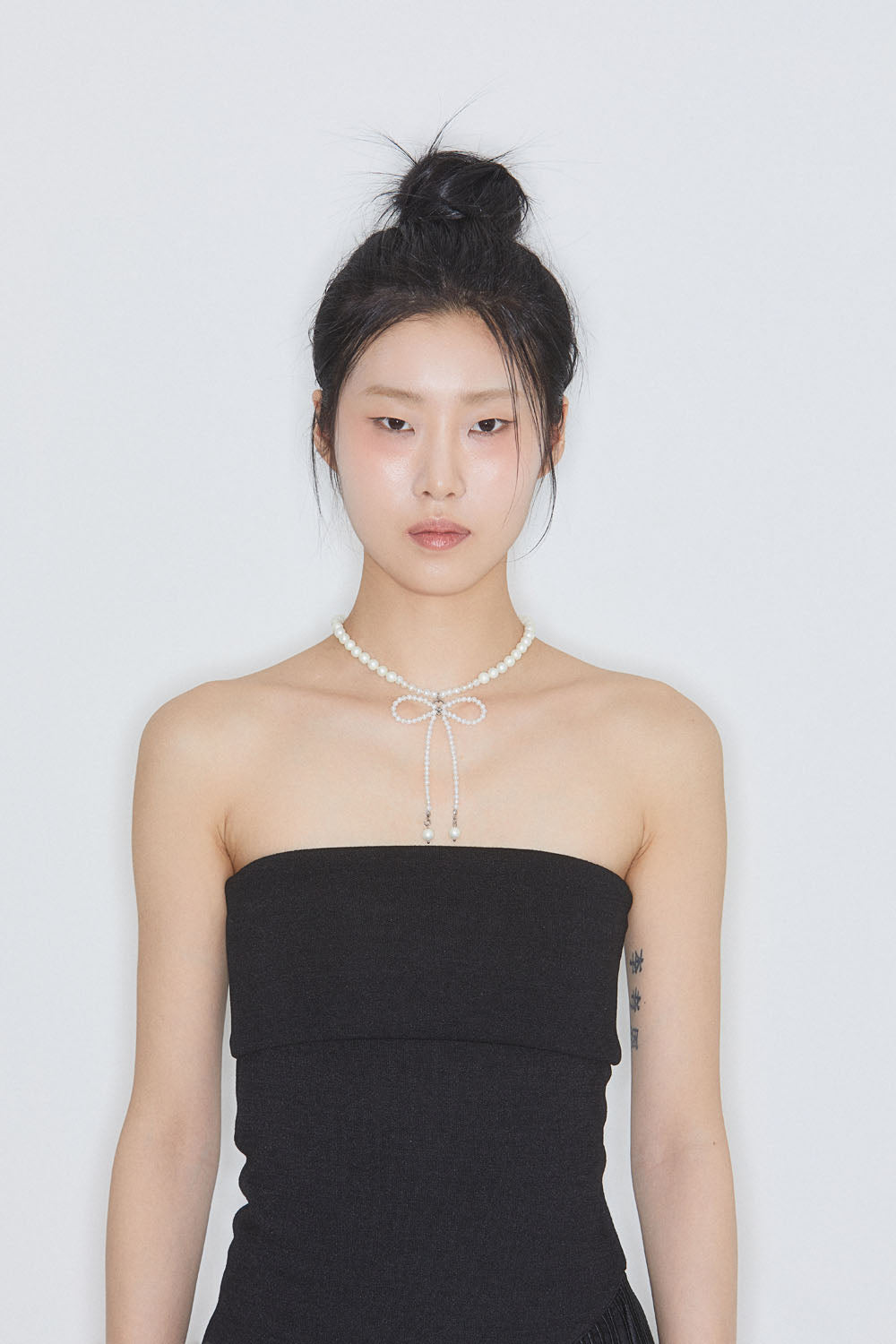 Pearl ribbon necklace - sanli | 60% - Asian Fashion Online Store