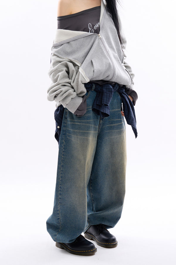 Kingston half banding balloon denim pants