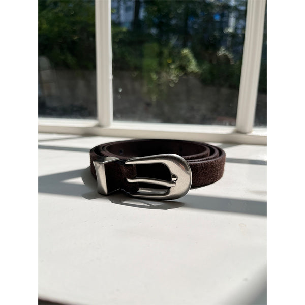 [F/W] Suede slim round leather belt (3color)