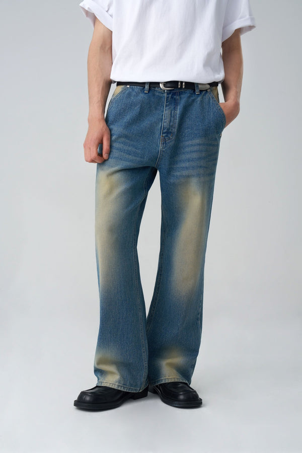 Retro-washed denim pants