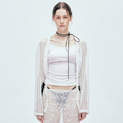 [set] fishnet bolero & sleeveless white