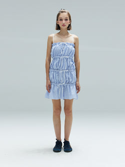 BEBE RUFFLE DRESS - BLUE