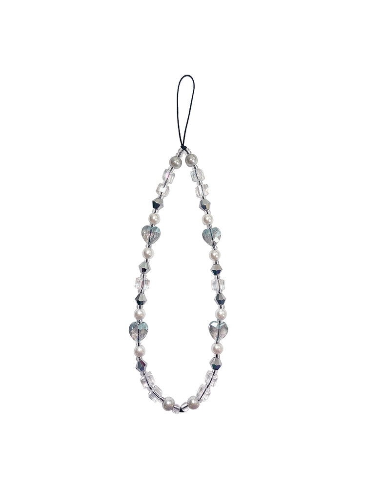 Silver Gray Heart Me Crystal Phone Strap