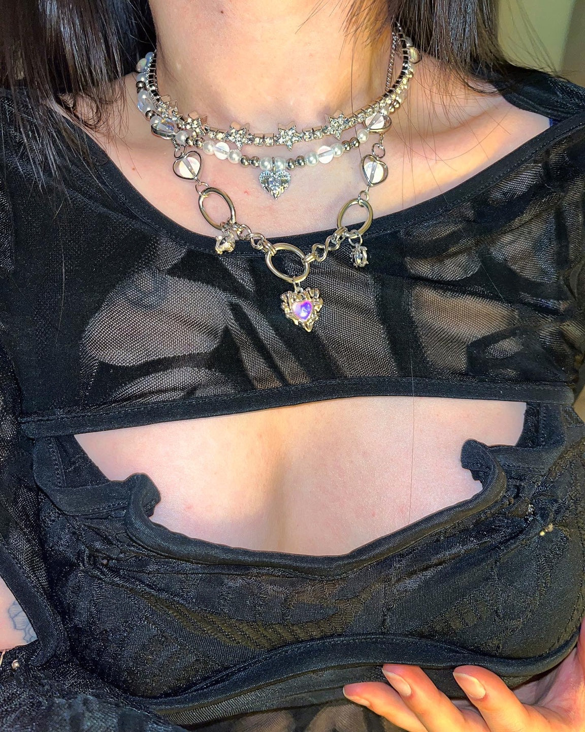 Silver star cubic choker