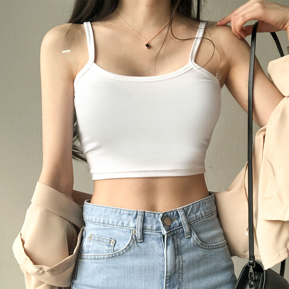 [Basic Item]Crop strap top that you want to wear every day for comfort