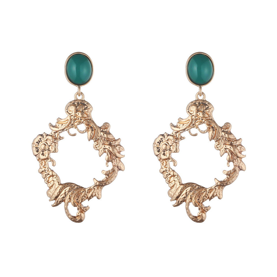 gold lozenge garland earrings