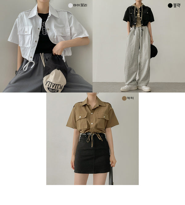 Unsocket Collar Cropped Short-Sleeved Jacket