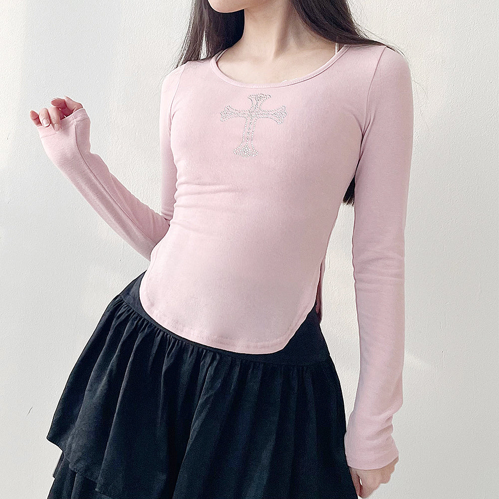 [起毛!] スパークリングキュービックTシャツ (Pink) / [Fleece!] Sparkling Cubic T-Shirts (Pink)