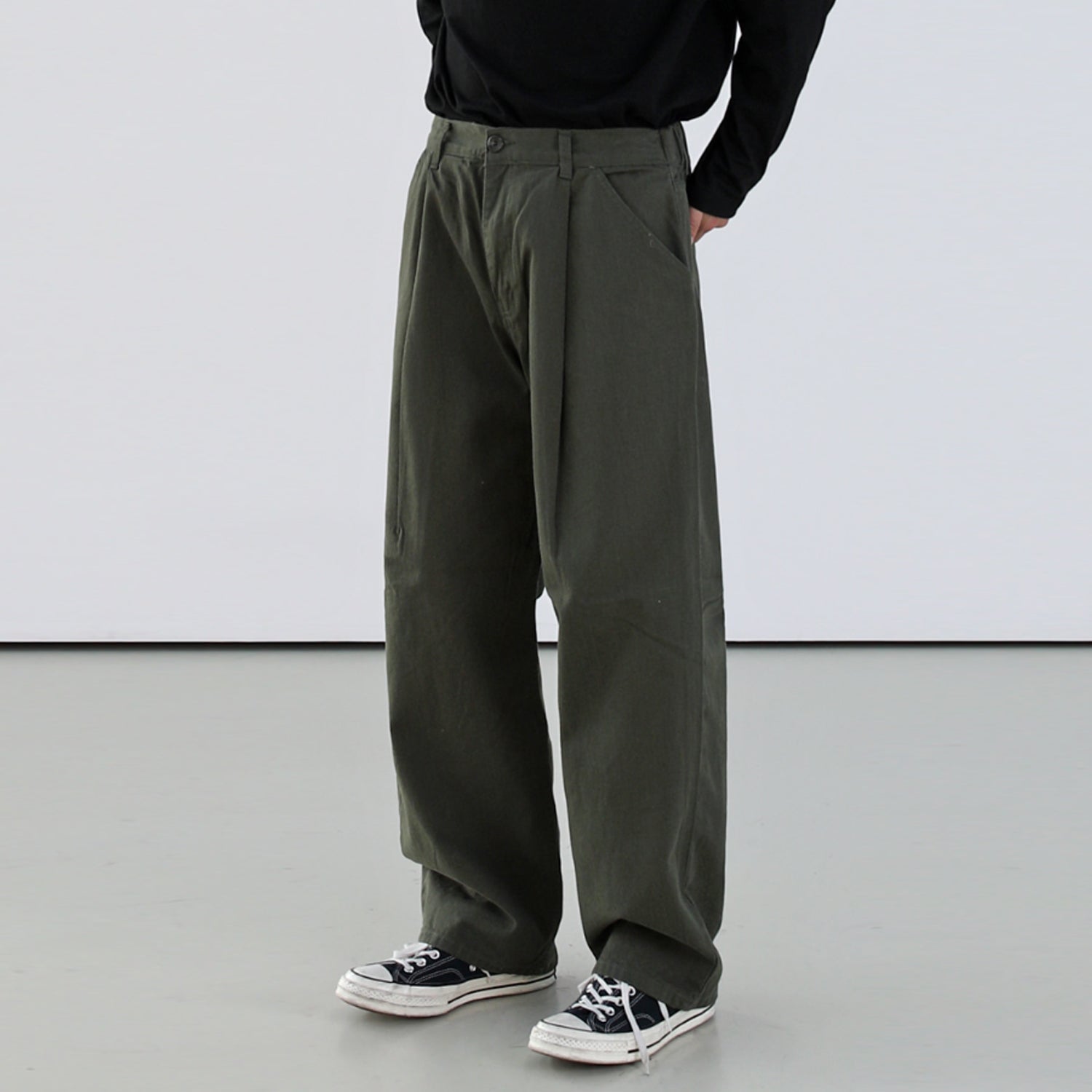 BASIC COTTON PINTUCK WIDE PANT'S