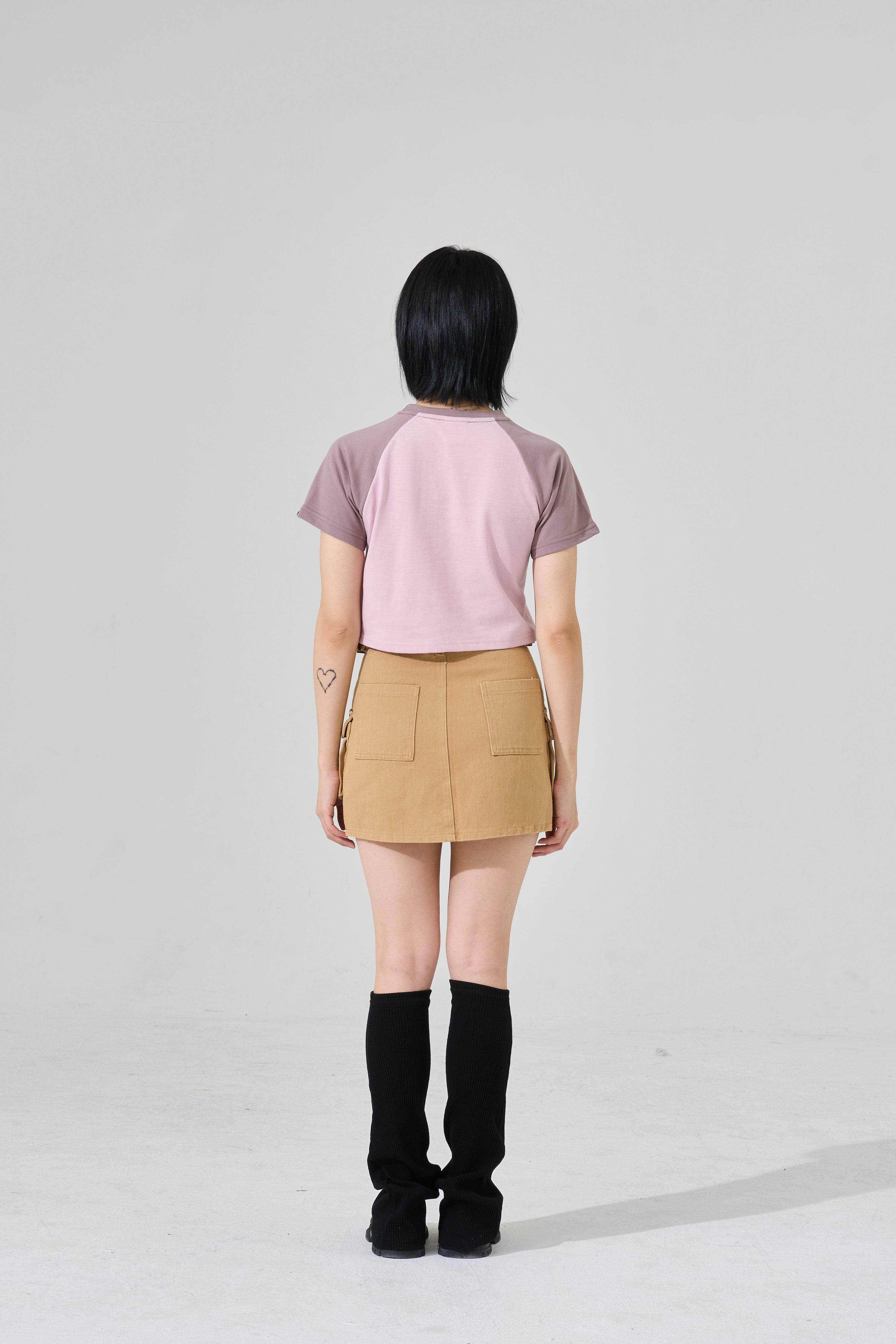 Supima Glitter Logo Raglan T-shirt Pink/Brown