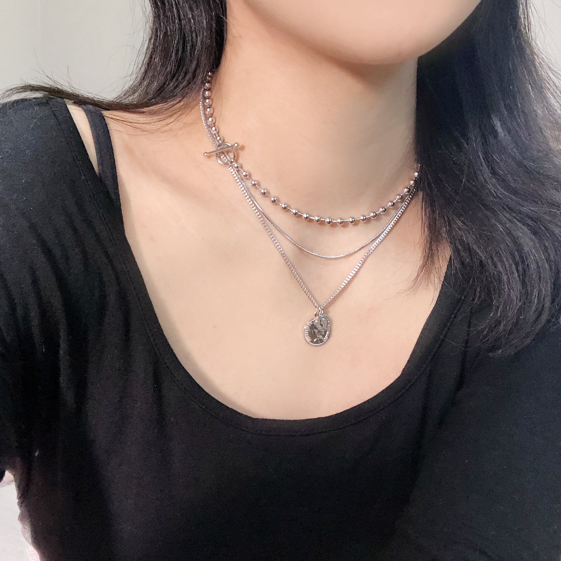 Unique bold chain layered necklace