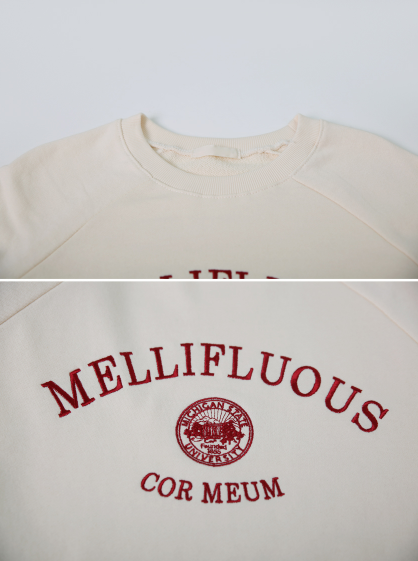 Embroidery Lettering Crop Sweat Shirt (3color)