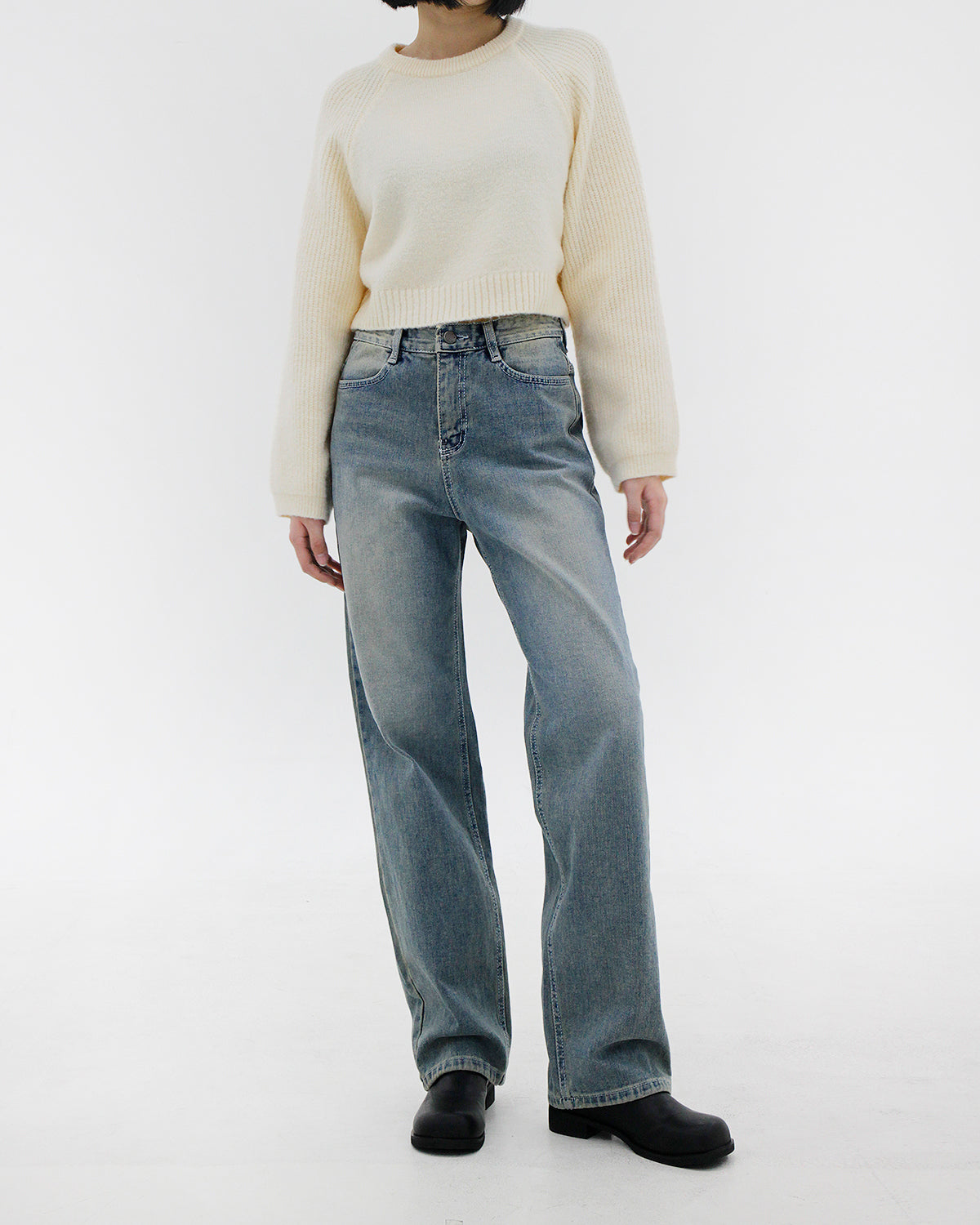 No.1839 Bonding wide denim pants