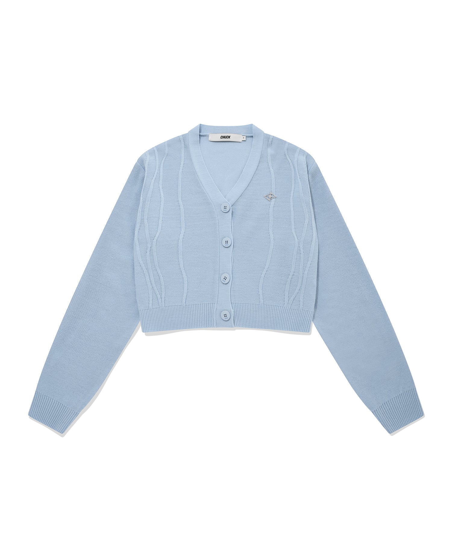 CHUCK ウェーブラインクロップニットカーディガン / CHUCK WAVE LINE CROP KNIT CARDIGAN (SKY BLUE)