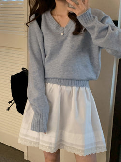 Pastel Simple V-neck Knit (6color)