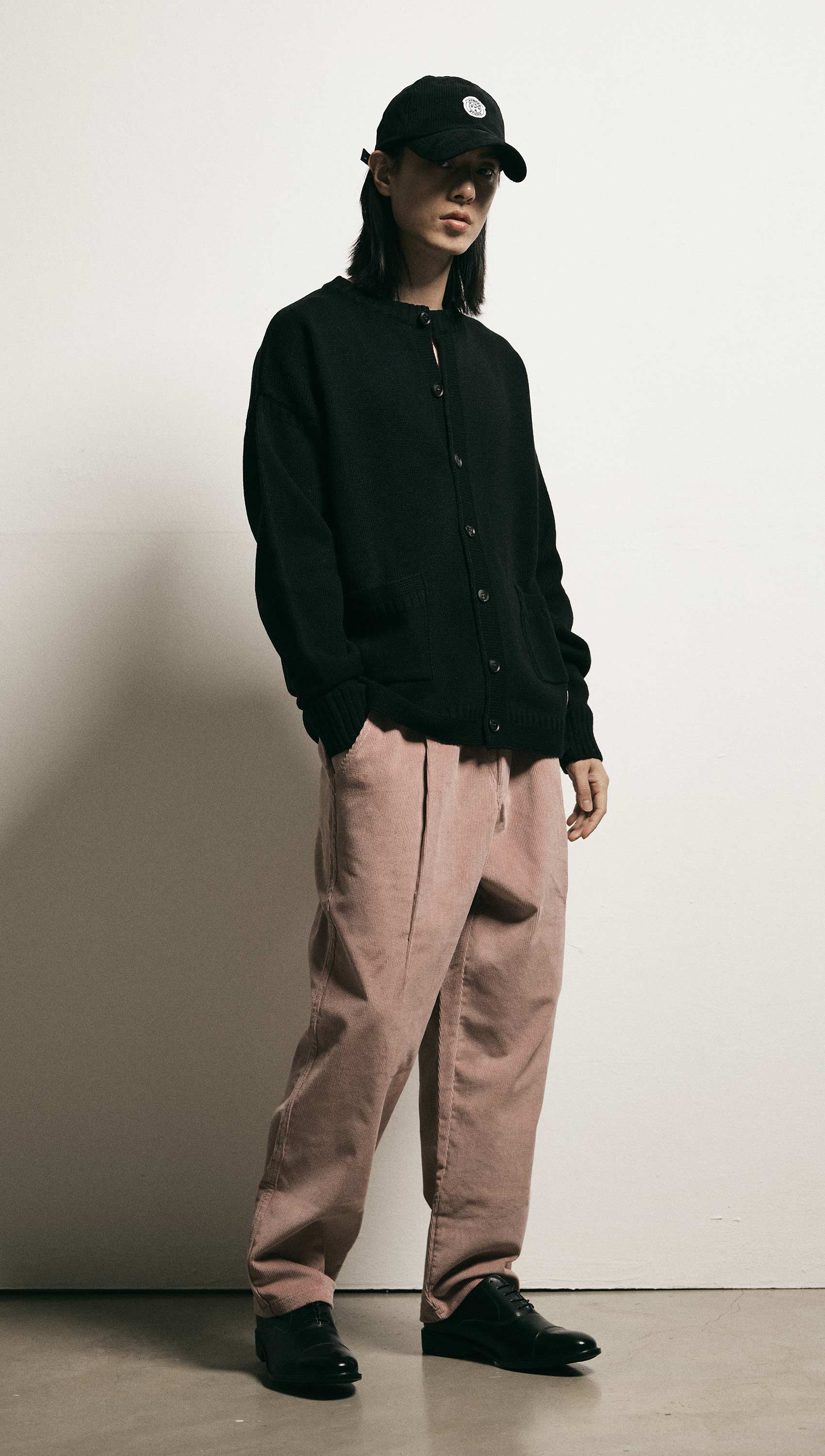 Corduroy wide banding pants (Indie Pink)