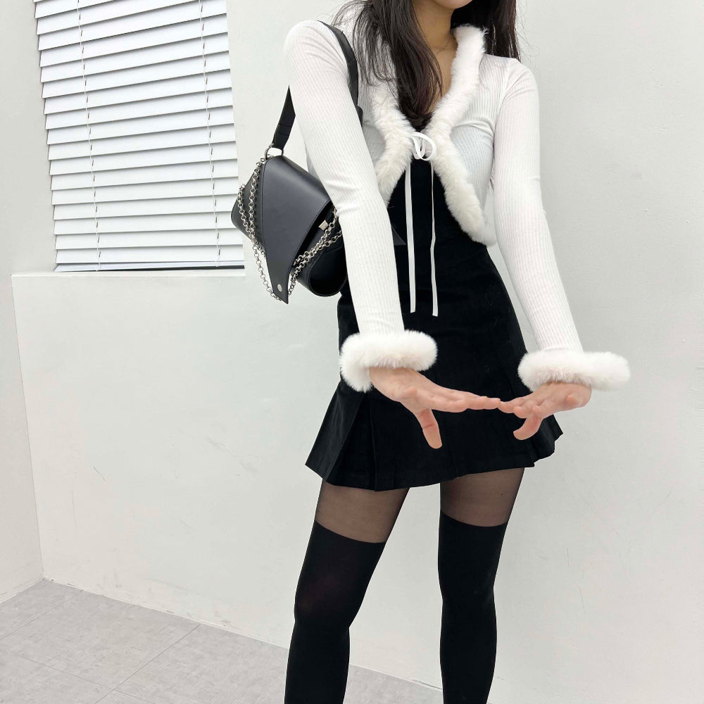 Soft fur ribbon cardigan (2 Color)