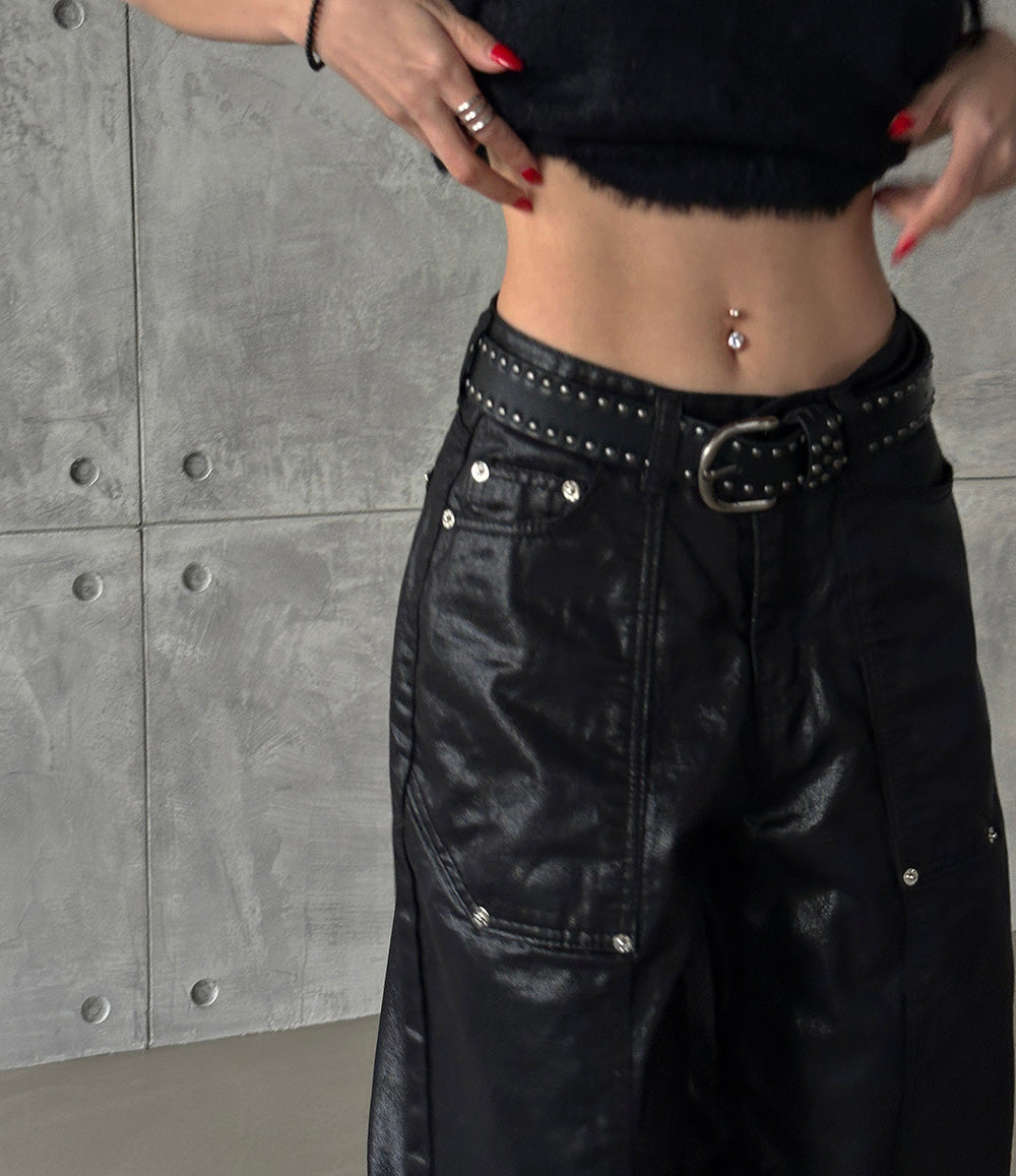 Stud Finger Leather Belt