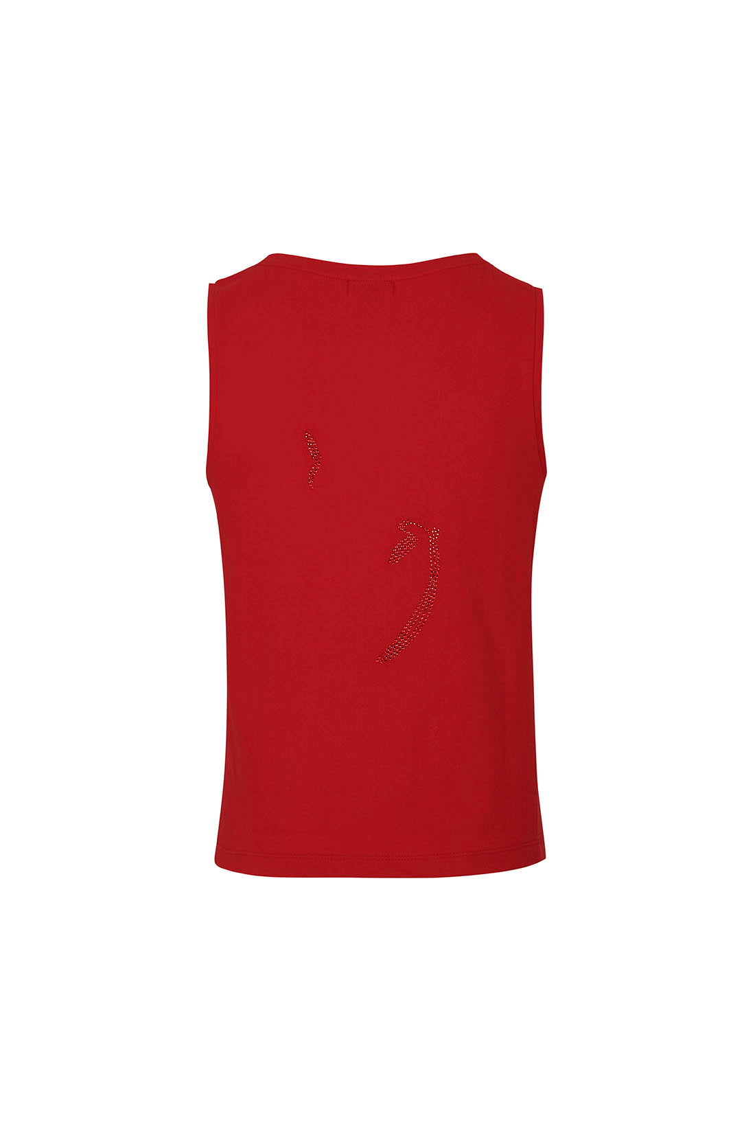 RHINESTONE DRAWING SLEEVELESS TOP RED