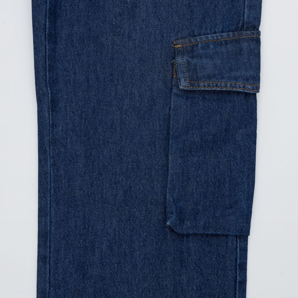 WIDE FIT CARGO DARK DENIM PANTS [17711]