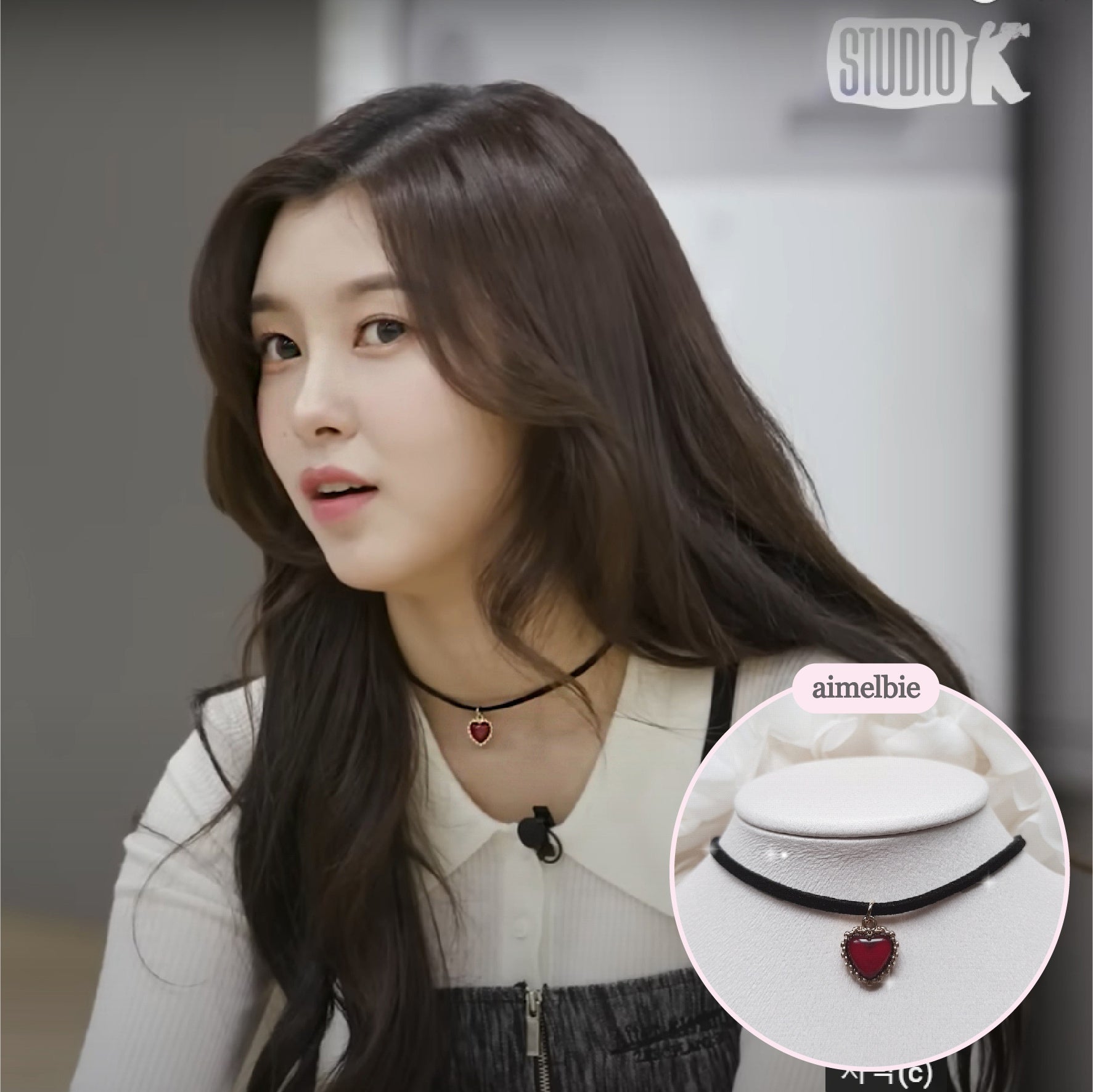  Burgundy Heart Earrings and Choker Set (Twice Dahyun, VIVIZ Eunha, Kep1er Dayeon, Choi Yena Choker)