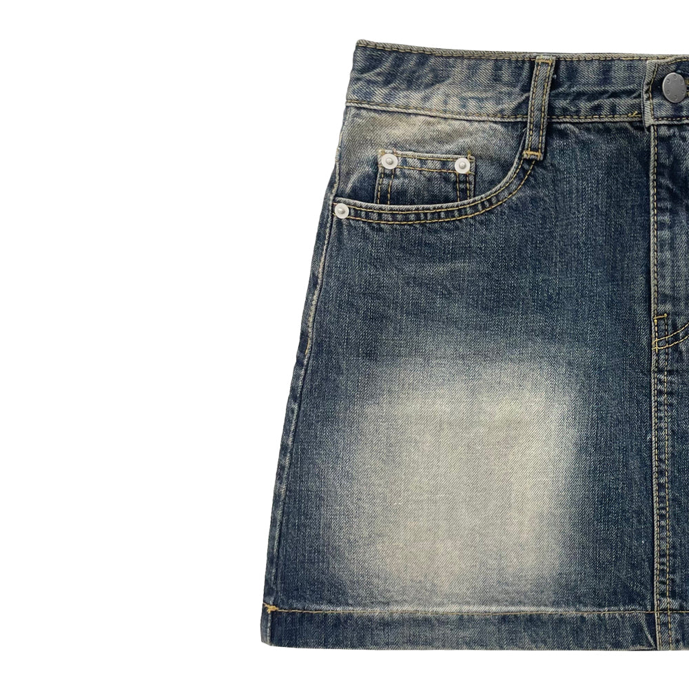 Cover low vintage denim skirts (Medium blue)