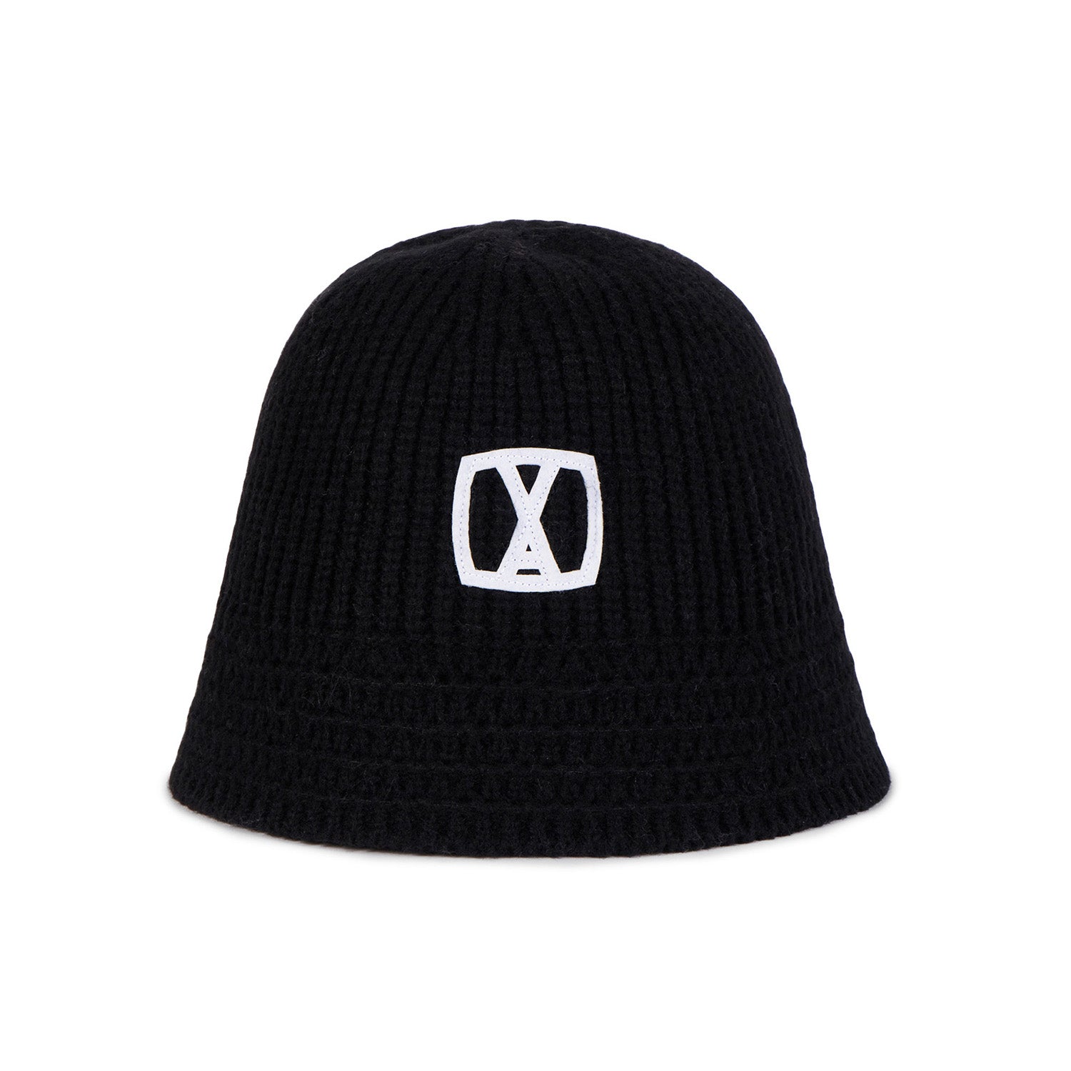 VA Square Applique Knit Bucket Hat / Black