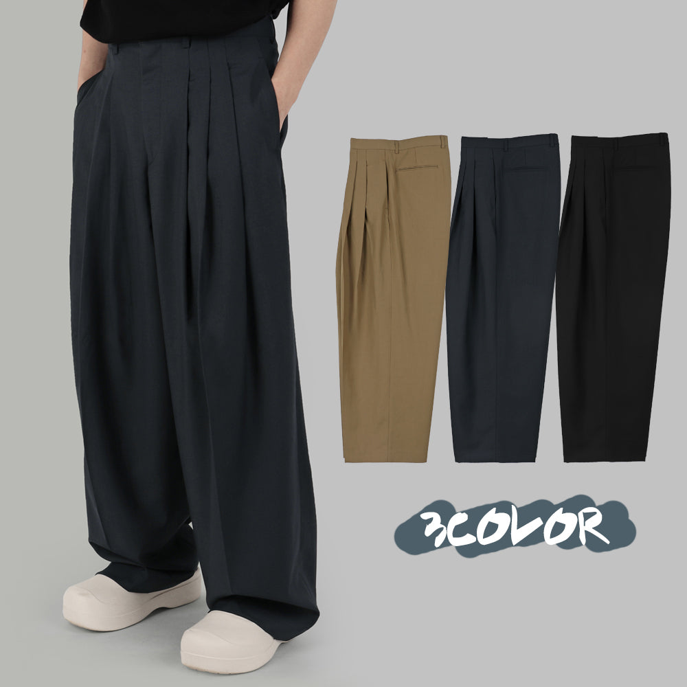 Multi tuck wide slacks