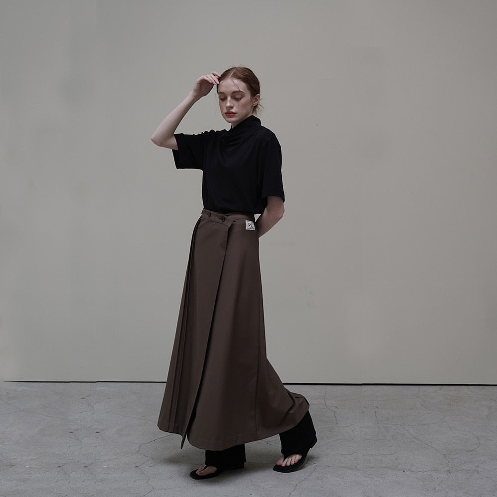Brown Long Wrap Skirts