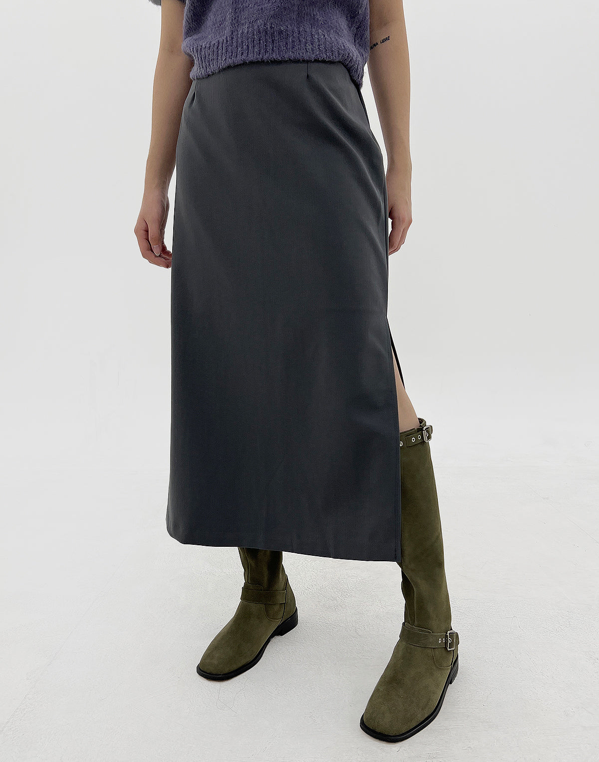 Side slit long skirt (3color)