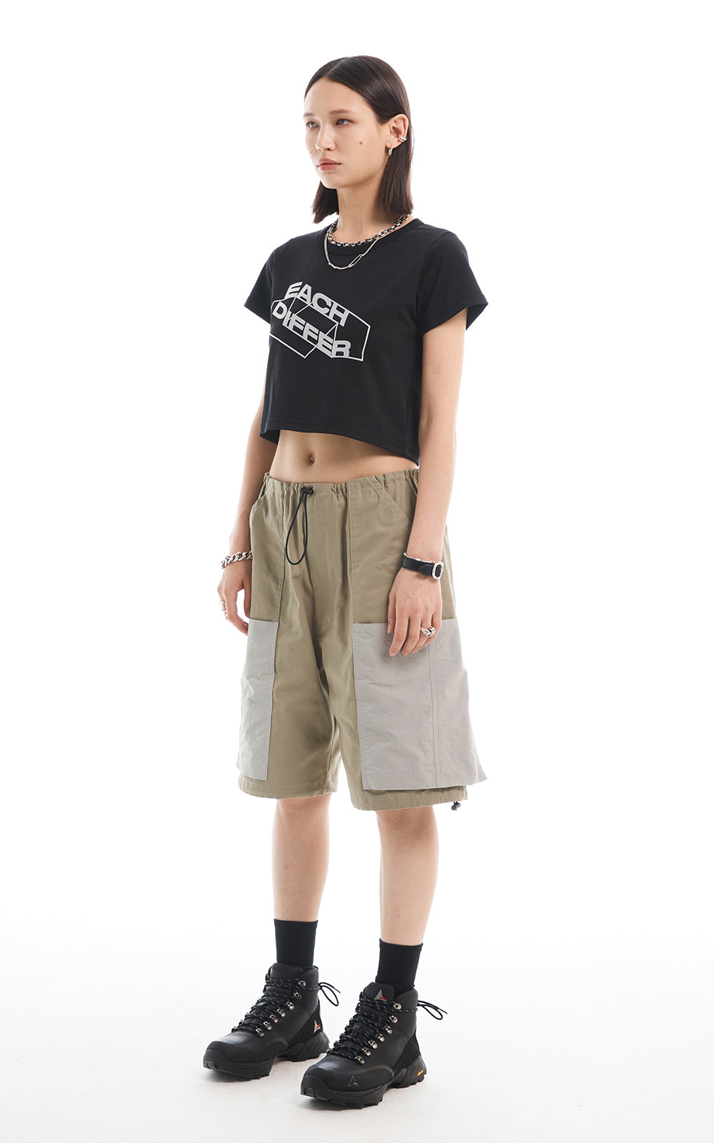 REFLECTIVE CROP T-SHIRT_BLACK