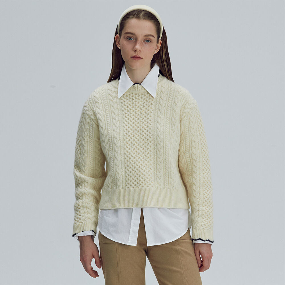 Wave cable round knit - Ivory