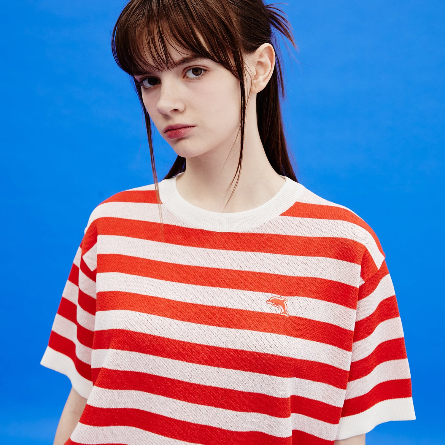 Dolphin stripe half sleeve knit - WaiKei | 60% - Asian