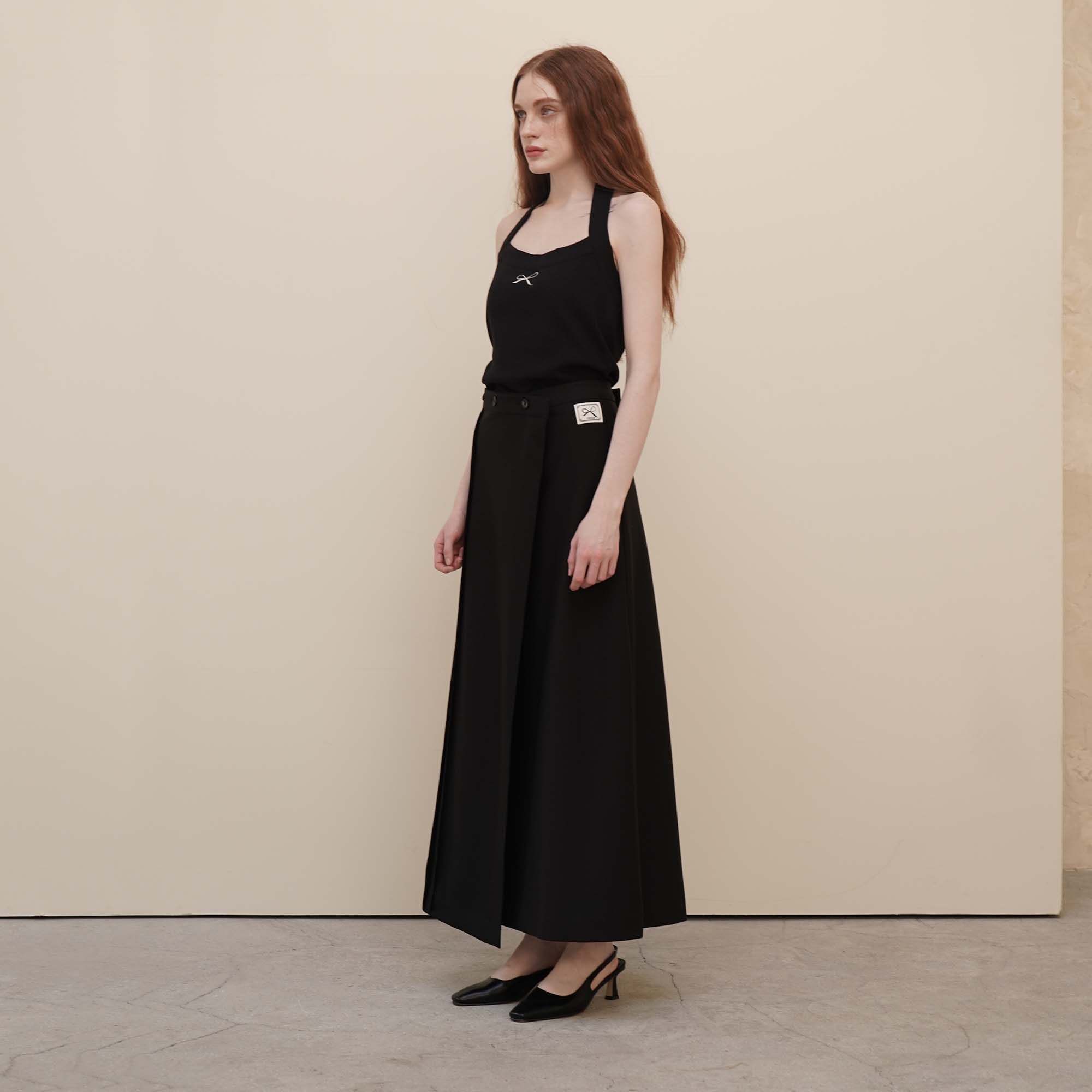 Black Long Wrap Skirts