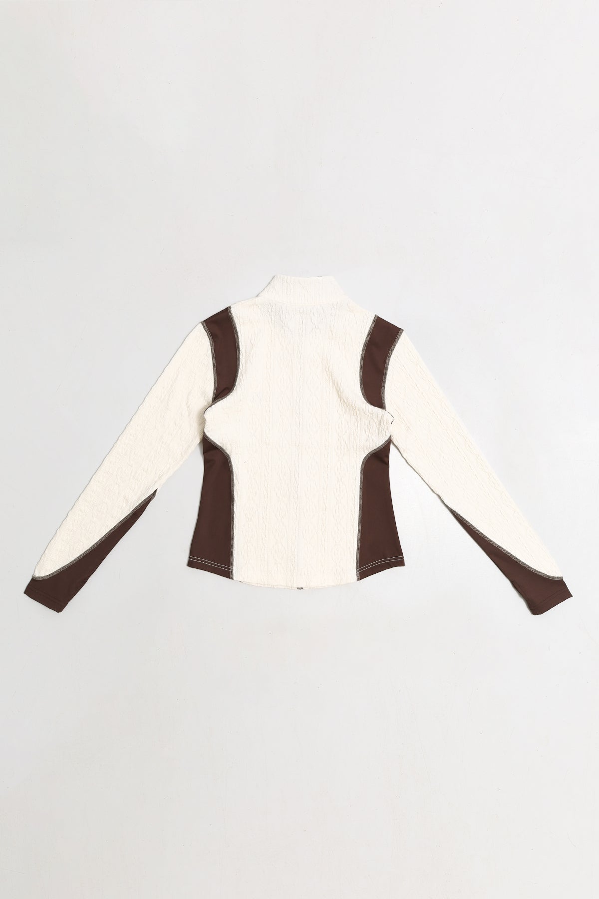 AIR CABLE KNIT HALF 2WAY ZIP UP JACKET-ECRU SIENNA