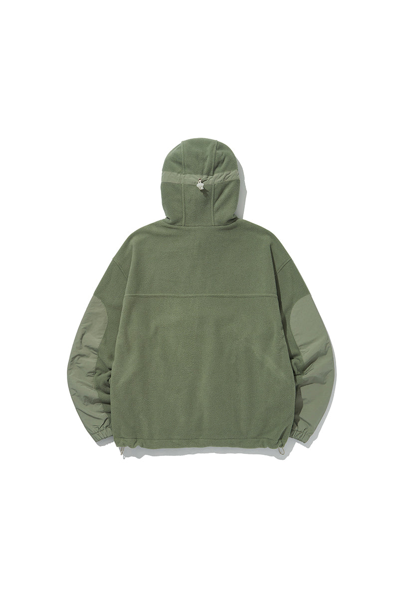 Draw cord fleece hoodie [green]