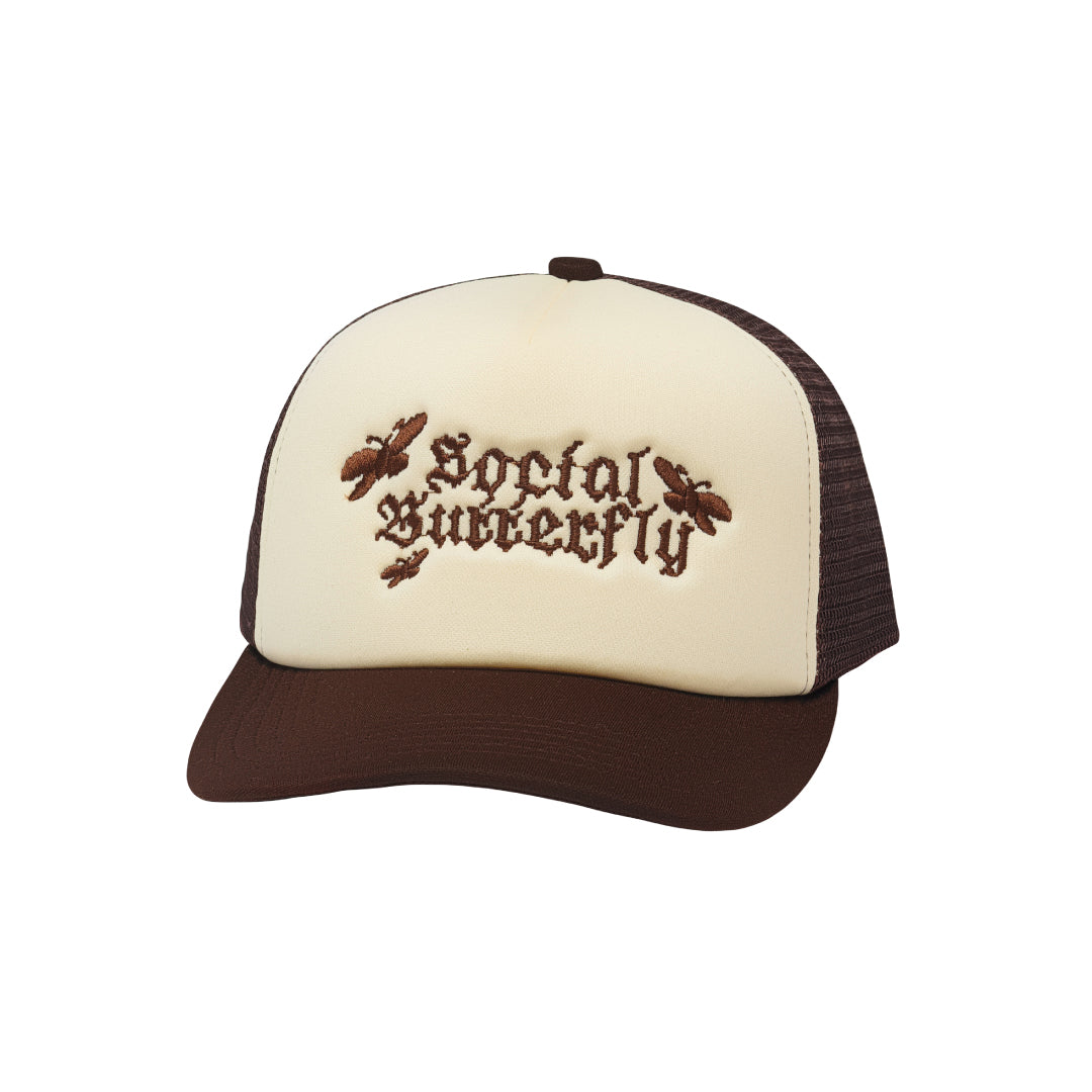 Social Butterfly Trucker Cap - Brown