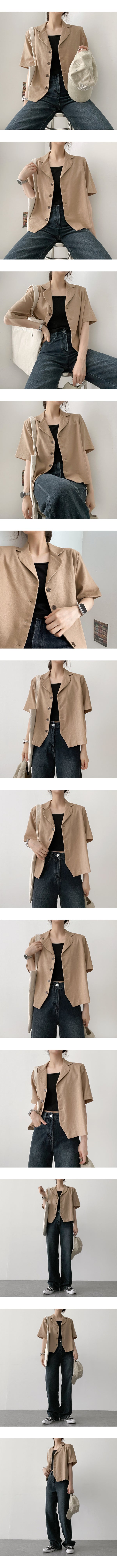 Comey Round Collar Linen Short Jacket