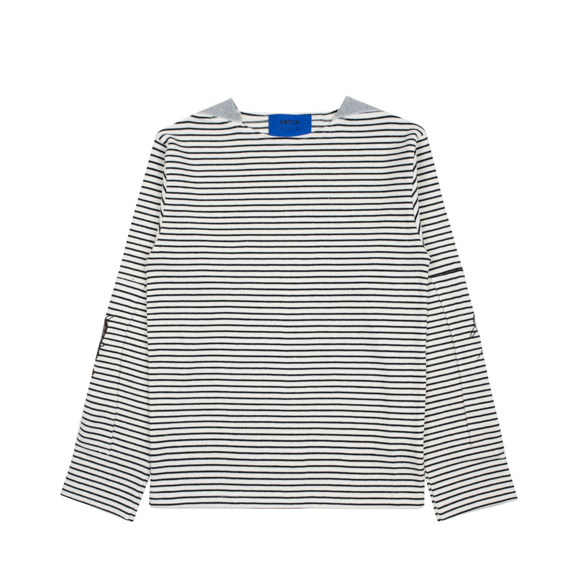 BOAT NECK STRIPE LONG SLEEVE T-SHIRT(UNISEX)_SWF2TS01BK