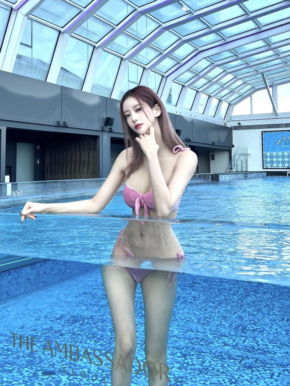 750. Pearl shine ribbon bikini (pearl pink)