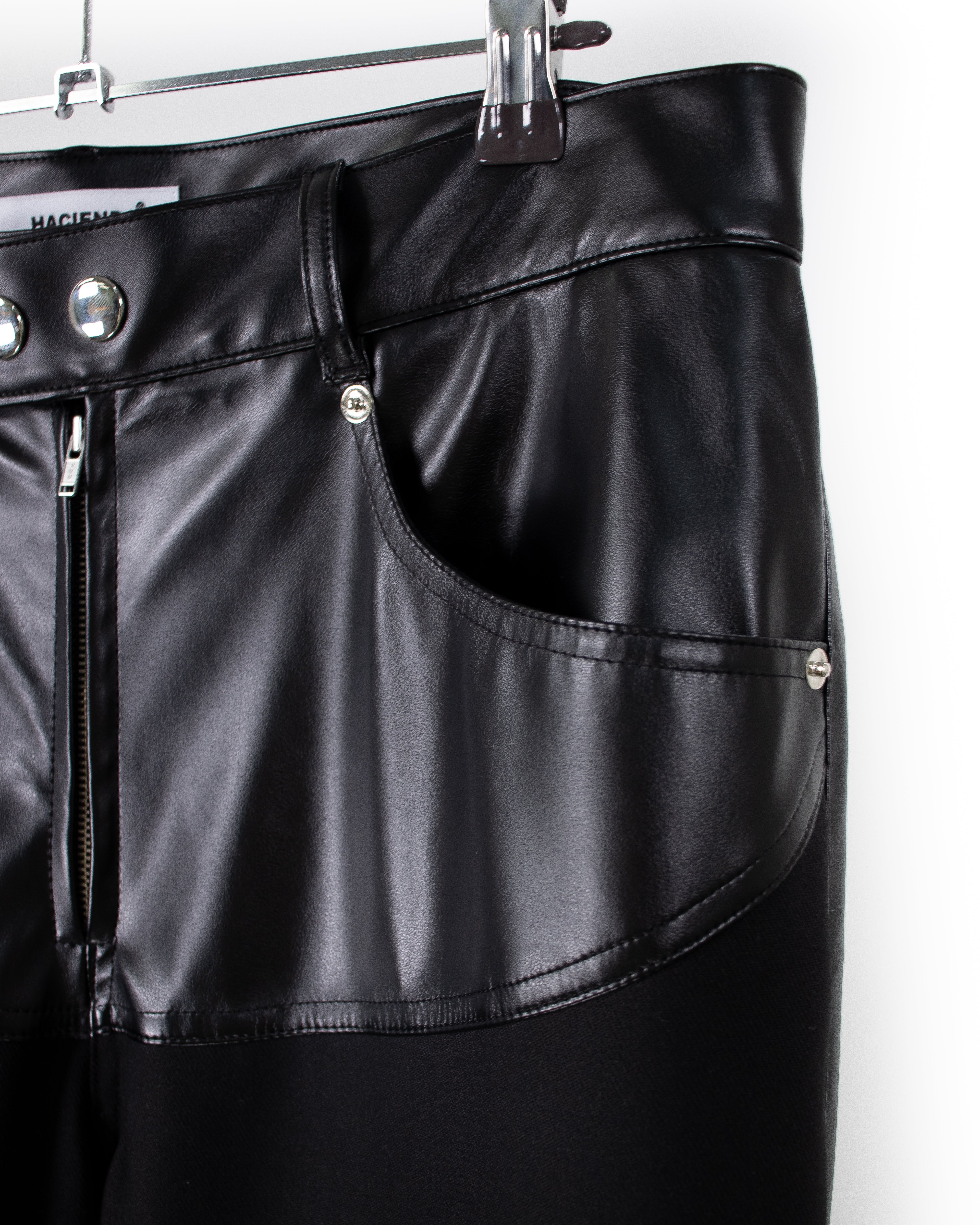Faux Leather panelled Motorcycle Pants