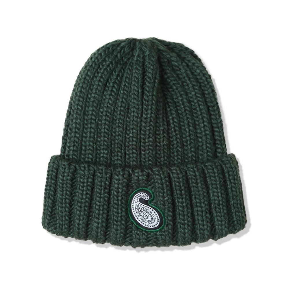 YP PAISLEY PATCH KNIT BEANIE DEEP GREEN