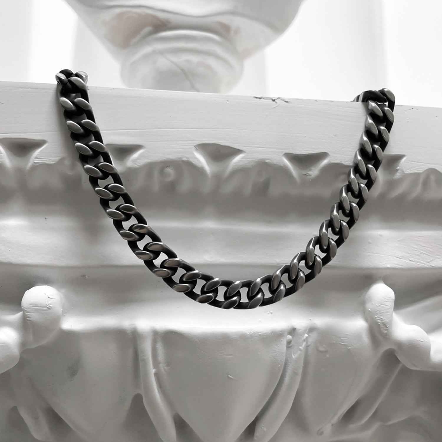 [BLESSEDBULLET]black line  chain necklace_blacksilver_11mm